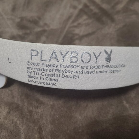 RARE Y2K Vintage Playboy Bunny Spinner Belt Buckle in White  Size L EUC - Picture 3 of 3
